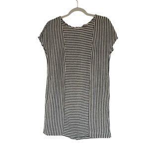 Madewell linen blend blue stripe dress scoop neck size XS